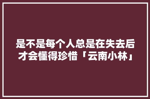 是不是每个人总是在失去后才会懂得珍惜「云南小林」 是不是每个人总是在失去后才会懂得珍惜「云南小林」 时尚穿搭