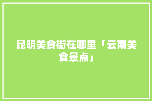 昆明美食街在哪里「云南美食景点」 昆明美食街在哪里「云南美食景点」 教育法律