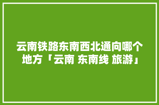 云南铁路东南西北通向哪个地方「云南 东南线 旅游」 云南铁路东南西北通向哪个地方「云南 东南线 旅游」 健康母婴