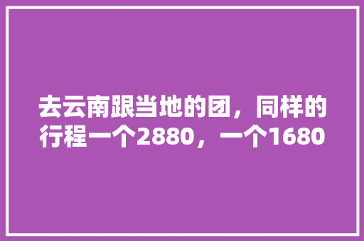 去云南跟当地的团，同样的行程一个2880，一个1680，怎么差别这么大呢「云南旅游攻略8月组团游玩」 去云南跟当地的团，同样的行程一个2880，一个1680，怎么差别这么大呢「云南旅游攻略8月组团游玩」 手机电脑
