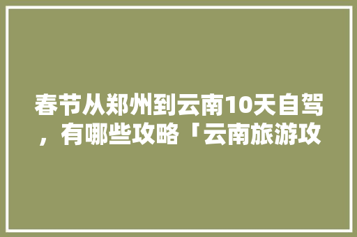 春节从郑州到云南10天自驾，有哪些攻略「云南旅游攻略五日游」 春节从郑州到云南10天自驾，有哪些攻略「云南旅游攻略五日游」 汽车常识