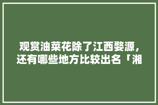 观赏油菜花除了江西婺源，还有哪些地方比较出名「湘东到云南旅游攻略路线图」 观赏油菜花除了江西婺源，还有哪些地方比较出名「湘东到云南旅游攻略路线图」 教育法律