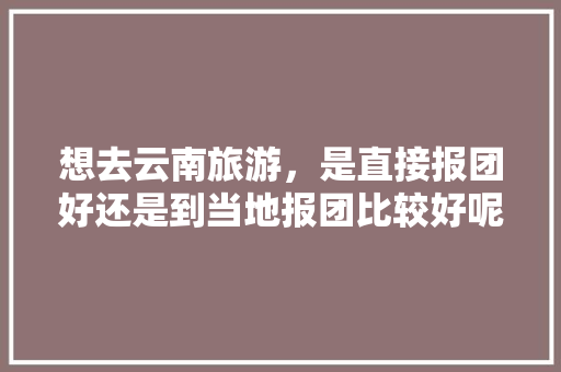 想去云南旅游，是直接报团好还是到当地报团比较好呢「云南旅游小团攻略图文大全」 想去云南旅游，是直接报团好还是到当地报团比较好呢「云南旅游小团攻略图文大全」 汽车常识