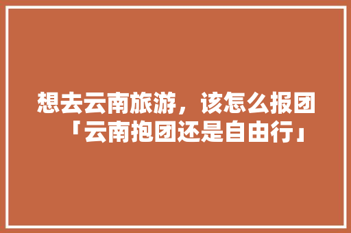想去云南旅游，该怎么报团「云南抱团还是自由行」 想去云南旅游，该怎么报团「云南抱团还是自由行」 汽车常识