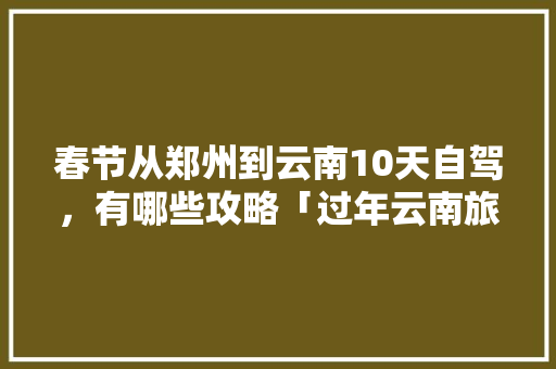 春节从郑州到云南10天自驾，有哪些攻略「过年云南旅游攻略自驾游」 春节从郑州到云南10天自驾，有哪些攻略「过年云南旅游攻略自驾游」 旅游攻略