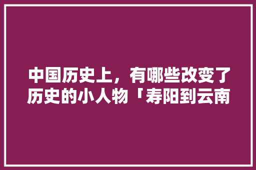 中国历史上，有哪些改变了历史的小人物「寿阳到云南旅游路线攻略图」 中国历史上，有哪些改变了历史的小人物「寿阳到云南旅游路线攻略图」 教育法律