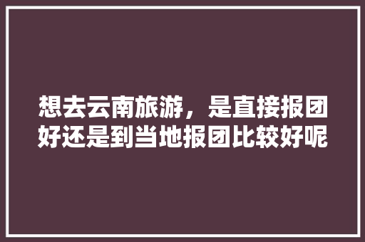 想去云南旅游，是直接报团好还是到当地报团比较好呢「云南结伴自由行」 想去云南旅游，是直接报团好还是到当地报团比较好呢「云南结伴自由行」 旅游攻略