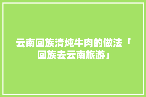 云南回族清炖牛肉的做法「回族去云南旅游」 云南回族清炖牛肉的做法「回族去云南旅游」 手机电脑