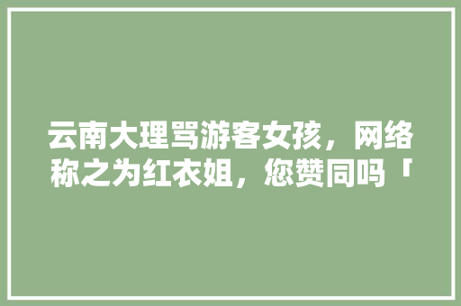 云南大理骂游客女孩，网络称之为红衣姐，您赞同吗「云南旅游穷鬼之旅攻略图」 云南大理骂游客女孩，网络称之为红衣姐，您赞同吗「云南旅游穷鬼之旅攻略图」 教育法律