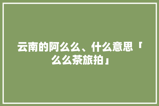 云南的阿么么、什么意思「么么茶旅拍」 云南的阿么么、什么意思「么么茶旅拍」 手机电脑