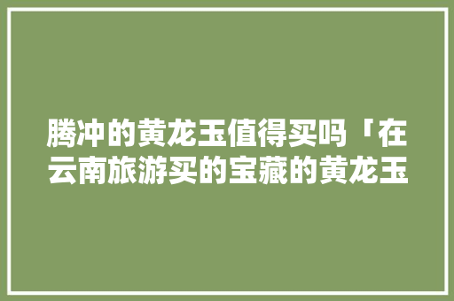 腾冲的黄龙玉值得买吗「在云南旅游买的宝藏的黄龙玉真的假的」 腾冲的黄龙玉值得买吗「在云南旅游买的宝藏的黄龙玉真的假的」 美食菜谱