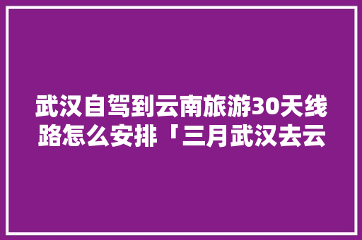 武汉自驾到云南旅游30天线路怎么安排「三月武汉去云南旅游攻略图」 武汉自驾到云南旅游30天线路怎么安排「三月武汉去云南旅游攻略图」 美食菜谱