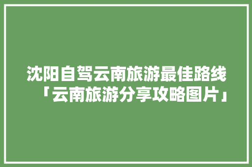 沈阳自驾云南旅游最佳路线「云南旅游分享攻略图片」 沈阳自驾云南旅游最佳路线「云南旅游分享攻略图片」 时尚穿搭