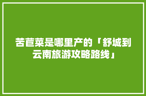 苦苣菜是哪里产的「舒城到云南旅游攻略路线」 苦苣菜是哪里产的「舒城到云南旅游攻略路线」 汽车常识