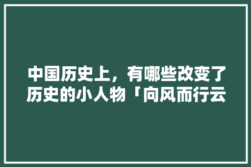 中国历史上，有哪些改变了历史的小人物「向风而行云南旅游攻略图」 中国历史上，有哪些改变了历史的小人物「向风而行云南旅游攻略图」 教育法律