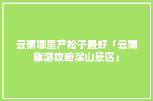 云南哪里产松子最好「云南旅游攻略深山景区」 云南哪里产松子最好「云南旅游攻略深山景区」 时尚穿搭
