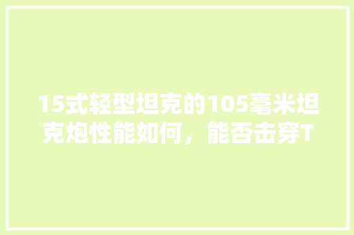 15式轻型坦克的105毫米坦克炮性能如何，能否击穿T-90S「抖音云南旅游」 15式轻型坦克的105毫米坦克炮性能如何，能否击穿T-90S「抖音云南旅游」 教育法律