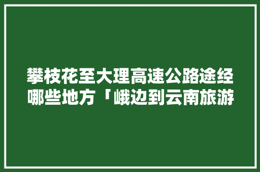 攀枝花至大理高速公路途经哪些地方「峨边到云南旅游攻略路线」 攀枝花至大理高速公路途经哪些地方「峨边到云南旅游攻略路线」 旅游攻略