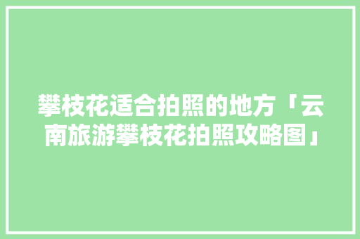 攀枝花适合拍照的地方「云南旅游攀枝花拍照攻略图」 攀枝花适合拍照的地方「云南旅游攀枝花拍照攻略图」 美食菜谱