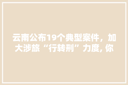 云南公布19个典型案件，加大涉旅“行转刑”力度, 你怎么看「云南旅游红黑版攻略大全」 云南公布19个典型案件，加大涉旅“行转刑”力度, 你怎么看「云南旅游红黑版攻略大全」 手机电脑