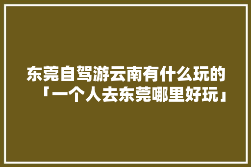 东莞自驾游云南有什么玩的「一个人去东莞哪里好玩」 东莞自驾游云南有什么玩的「一个人去东莞哪里好玩」 汽车常识