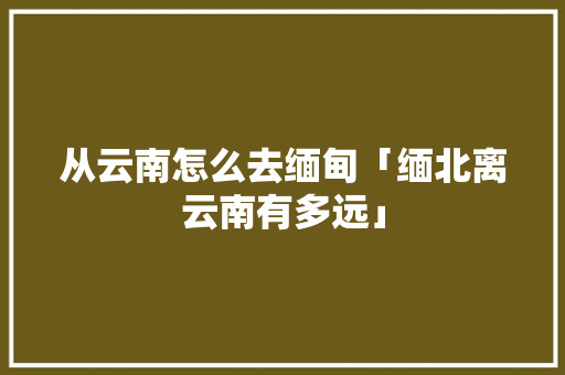 从云南怎么去缅甸「缅北离云南有多远」 从云南怎么去缅甸「缅北离云南有多远」 手机电脑