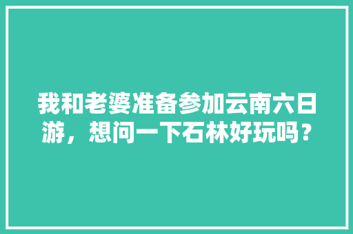 我和老婆准备参加云南六日游，想问一下石林好玩吗？有哪些旅游攻略推荐「6天云南旅游攻略1月1日」 我和老婆准备参加云南六日游，想问一下石林好玩吗？有哪些旅游攻略推荐「6天云南旅游攻略1月1日」 汽车常识
