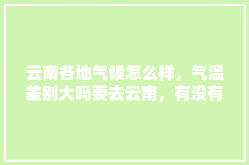 云南各地气候怎么样，气温差别大吗要去云南，有没有详「云南旅游攻略自由行路线推荐天气预报」 云南各地气候怎么样，气温差别大吗要去云南，有没有详「云南旅游攻略自由行路线推荐天气预报」 手机电脑