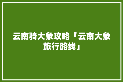 云南骑大象攻略「云南大象旅行路线」 云南骑大象攻略「云南大象旅行路线」 旅游攻略