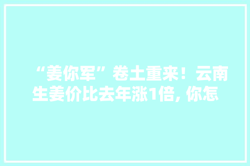 “姜你军”卷土重来！云南生姜价比去年涨1倍, 你怎么看「春节云南旅游合适吗」 “姜你军”卷土重来！云南生姜价比去年涨1倍, 你怎么看「春节云南旅游合适吗」 手机电脑