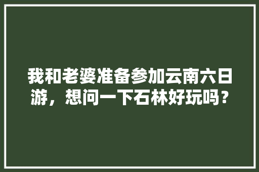 我和老婆准备参加云南六日游，想问一下石林好玩吗？有哪些旅游攻略推荐「云南旅游石林攻略一日游」 我和老婆准备参加云南六日游，想问一下石林好玩吗？有哪些旅游攻略推荐「云南旅游石林攻略一日游」 时尚穿搭