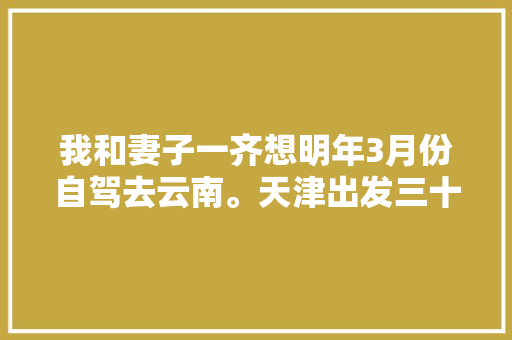 我和妻子一齐想明年3月份自驾去云南。天津出发三十天左右，具体线路和值得去哪儿「云南旅游攻略四天游推荐路线」 我和妻子一齐想明年3月份自驾去云南。天津出发三十天左右，具体线路和值得去哪儿「云南旅游攻略四天游推荐路线」 手机电脑