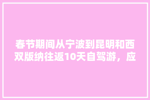 春节期间从宁波到昆明和西双版纳往返10天自驾游，应该如何规划路线「宁波到云南旅游攻略1月份」 春节期间从宁波到昆明和西双版纳往返10天自驾游，应该如何规划路线「宁波到云南旅游攻略1月份」 手机电脑