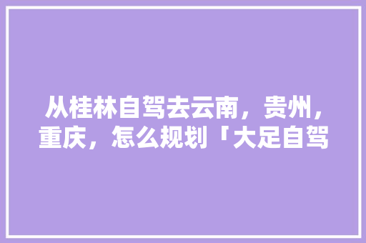 从桂林自驾去云南，贵州，重庆，怎么规划「大足自驾到云南旅游攻略路线」 从桂林自驾去云南，贵州，重庆，怎么规划「大足自驾到云南旅游攻略路线」 教育法律