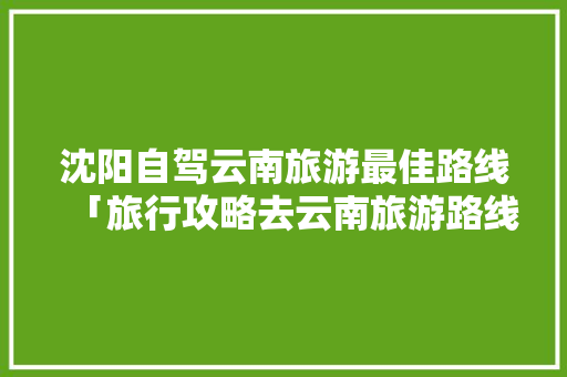 沈阳自驾云南旅游最佳路线「旅行攻略去云南旅游路线图」 沈阳自驾云南旅游最佳路线「旅行攻略去云南旅游路线图」 时尚穿搭