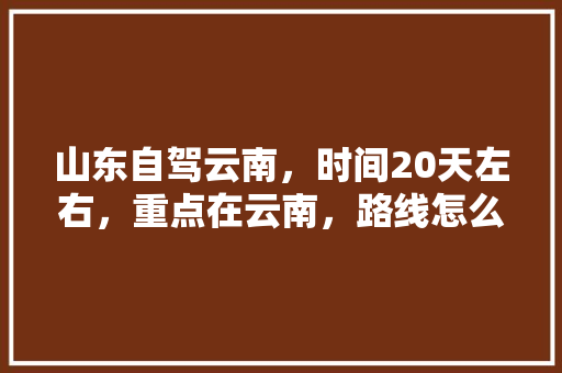山东自驾云南，时间20天左右，重点在云南，路线怎么规划比较合理「山东自驾云南旅游攻略路线详细」 山东自驾云南，时间20天左右，重点在云南，路线怎么规划比较合理「山东自驾云南旅游攻略路线详细」 美食菜谱
