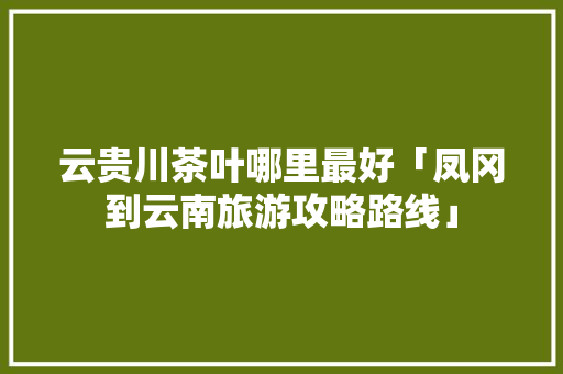 云贵川茶叶哪里最好「凤冈到云南旅游攻略路线」 云贵川茶叶哪里最好「凤冈到云南旅游攻略路线」 教育法律