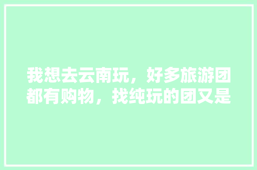我想去云南玩，好多旅游团都有购物，找纯玩的团又是乱收费，在哪里能找到好的旅游团「云南旅游攻略和团游哪个好」 我想去云南玩，好多旅游团都有购物，找纯玩的团又是乱收费，在哪里能找到好的旅游团「云南旅游攻略和团游哪个好」 汽车常识