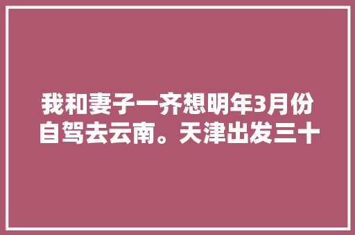 我和妻子一齐想明年3月份自驾去云南。天津出发三十天左右，具体线路和值得去哪儿「天津去云南旅游报团攻略路线」 我和妻子一齐想明年3月份自驾去云南。天津出发三十天左右，具体线路和值得去哪儿「天津去云南旅游报团攻略路线」 手机电脑