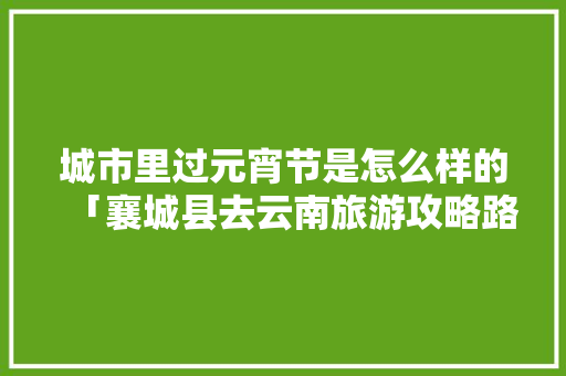 城市里过元宵节是怎么样的「襄城县去云南旅游攻略路线」 城市里过元宵节是怎么样的「襄城县去云南旅游攻略路线」 教育法律