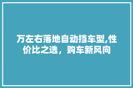 万左右落地自动挡车型,性价比之选，购车新风向 万左右落地自动挡车型,性价比之选，购车新风向 汽车常识