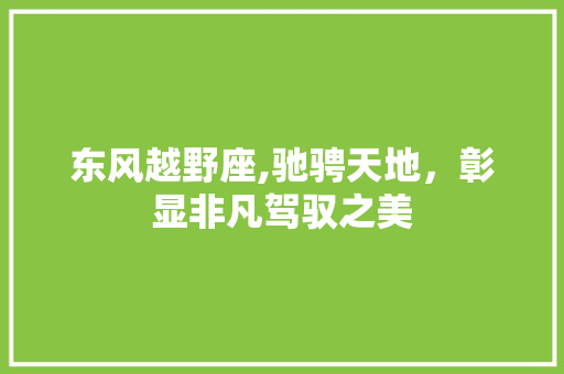 东风越野座,驰骋天地，彰显非凡驾驭之美 东风越野座,驰骋天地，彰显非凡驾驭之美 汽车常识