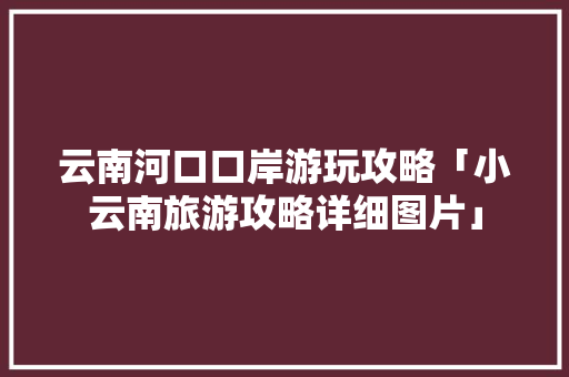 云南河口口岸游玩攻略「小云南旅游攻略详细图片」 云南河口口岸游玩攻略「小云南旅游攻略详细图片」 旅游攻略