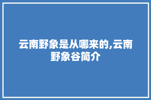 云南野象是从哪来的,云南野象谷简介 云南野象是从哪来的,云南野象谷简介 手机电脑