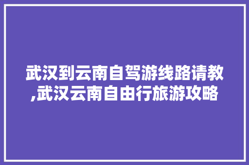 武汉到云南自驾游线路请教,武汉云南自由行旅游攻略 武汉到云南自驾游线路请教,武汉云南自由行旅游攻略 手机电脑