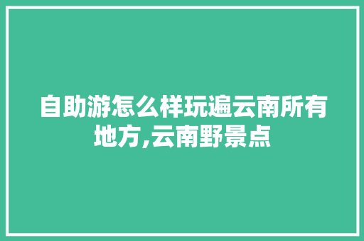 自助游怎么样玩遍云南所有地方,云南野景点 自助游怎么样玩遍云南所有地方,云南野景点 旅游攻略