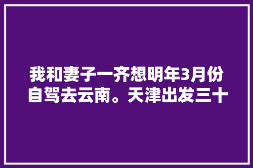 我和妻子一齐想明年3月份自驾去云南。天津出发三十天左右，具体线路和值得去哪儿,云南旅游攻略天津出发路线 我和妻子一齐想明年3月份自驾去云南。天津出发三十天左右，具体线路和值得去哪儿,云南旅游攻略天津出发路线 汽车常识