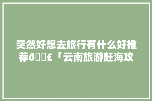 突然好想去旅行有什么好推荐👣「云南旅游赶海攻略大全图片」 突然好想去旅行有什么好推荐👣「云南旅游赶海攻略大全图片」 时尚穿搭