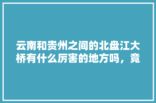 云南和贵州之间的北盘江大桥有什么厉害的地方吗，竟可以吸引到BBC专门拍摄纪录片「云南旅游攻略纪录片视频」 云南和贵州之间的北盘江大桥有什么厉害的地方吗，竟可以吸引到BBC专门拍摄纪录片「云南旅游攻略纪录片视频」 手机电脑