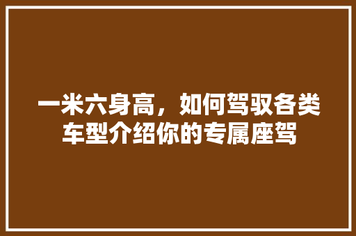 一米六身高，如何驾驭各类车型介绍你的专属座驾 一米六身高，如何驾驭各类车型介绍你的专属座驾 汽车常识